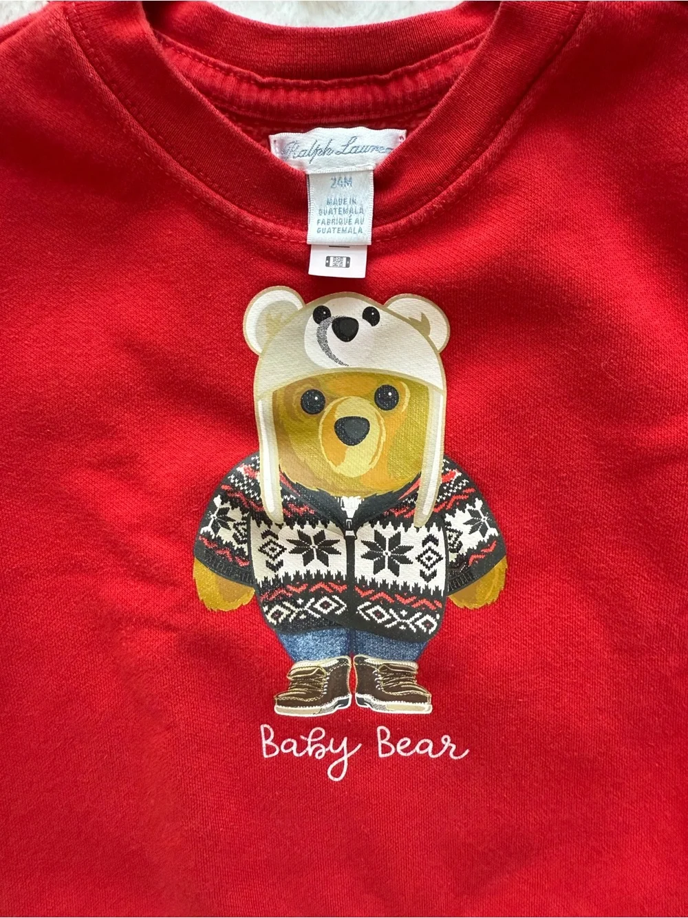 Ralph Lauren Red Baby Bear Graphic Sweatshirt
